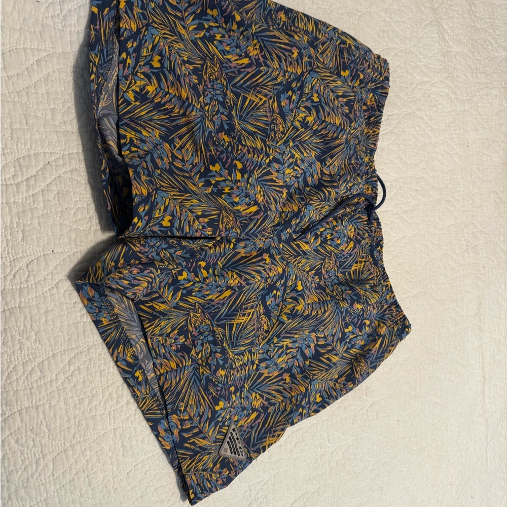 Columbia Men's Blue and Yellow Patterned Swim Trunks